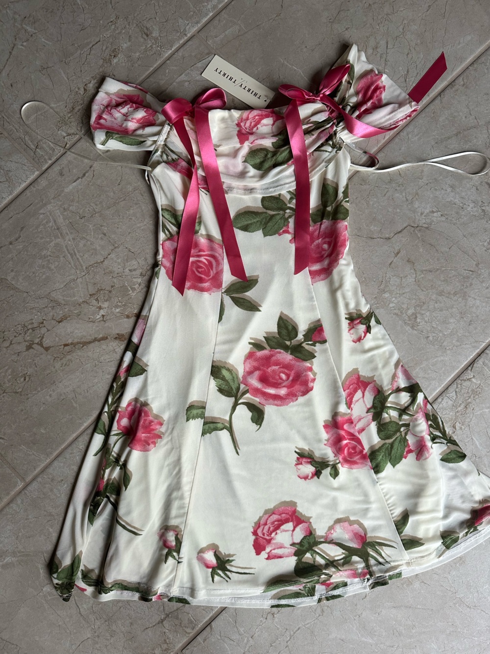 Off the shoulder layered floral cocktail party dress XS Thirty Thirty wedding